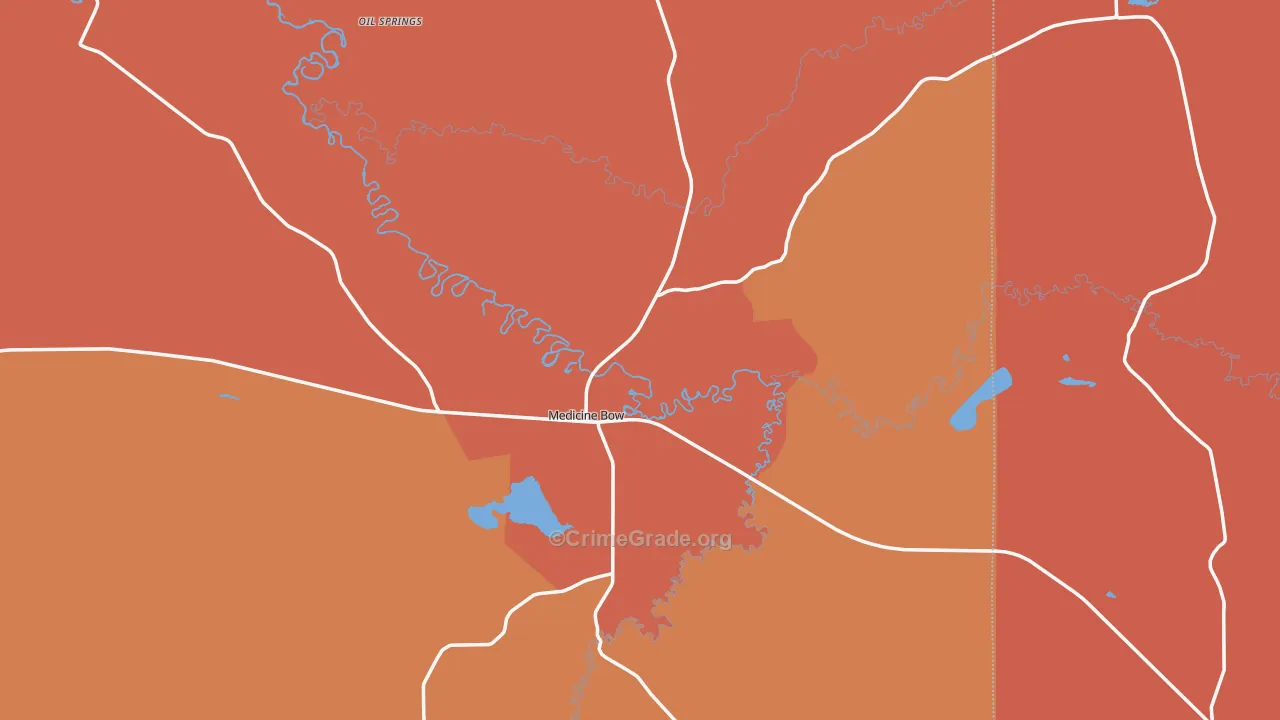 Medicine Bow, WY Map of Vandalism Rates