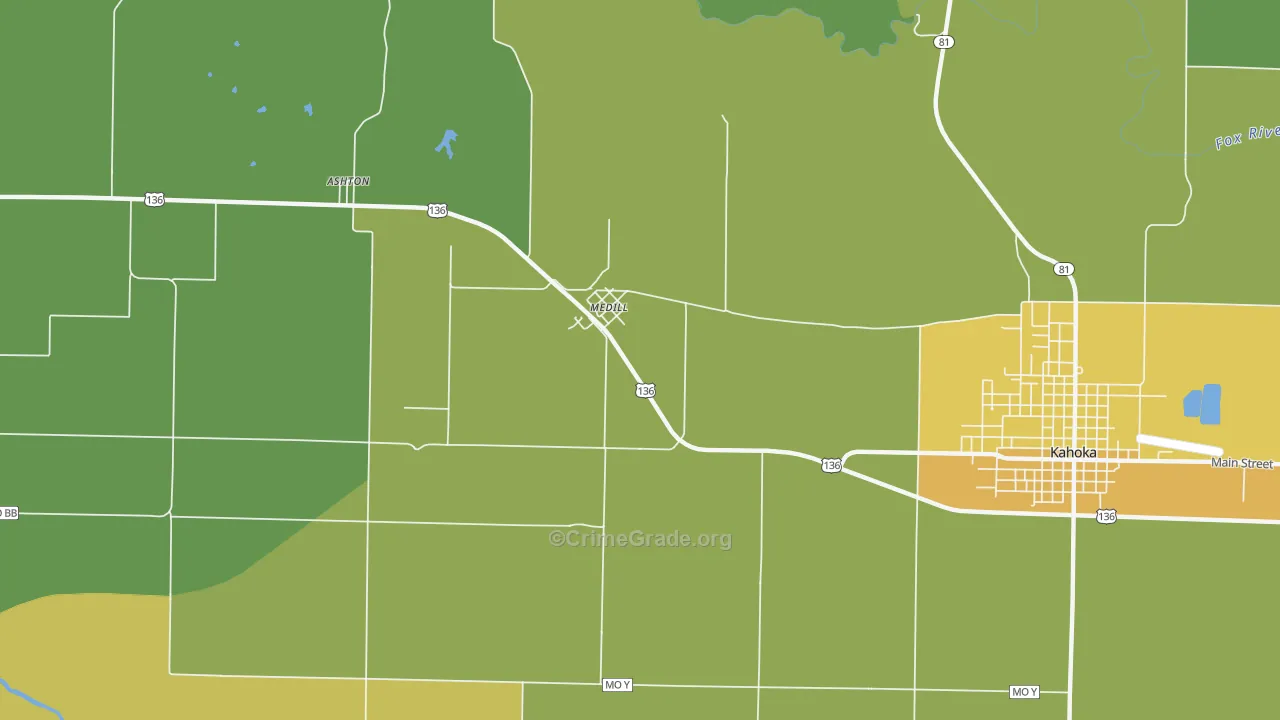 Medill, MO Map of Vandalism Rates