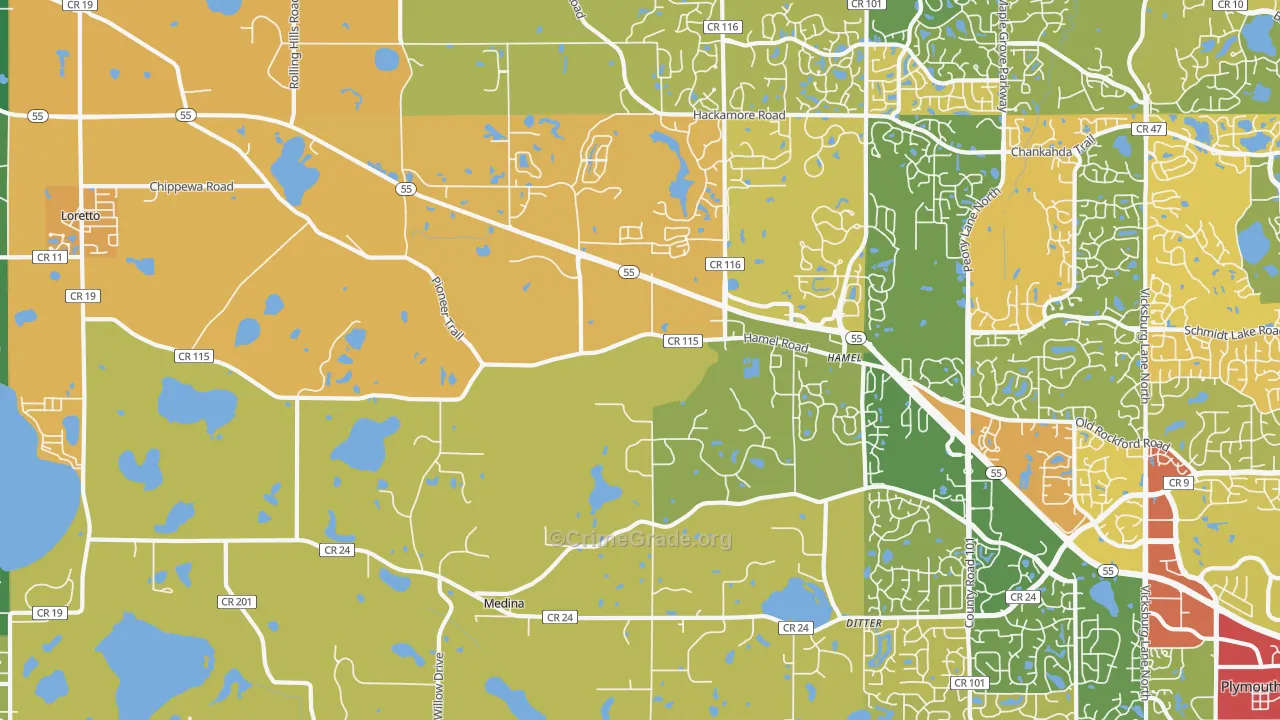 Medina, MN Map of Vandalism Rates