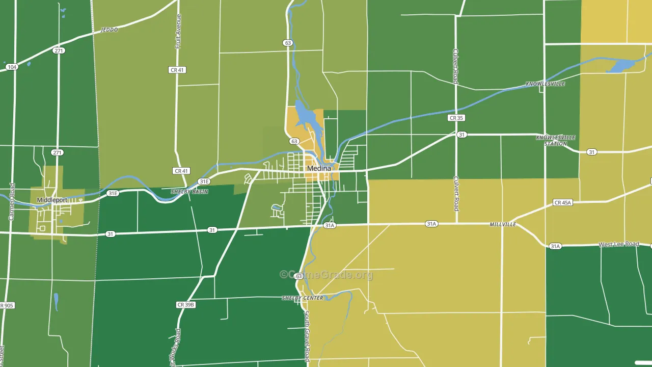 Medina, NY Map of Vandalism Rates