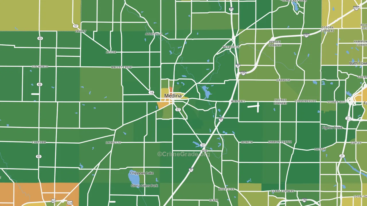 Medina, OH Map of Vandalism Rates