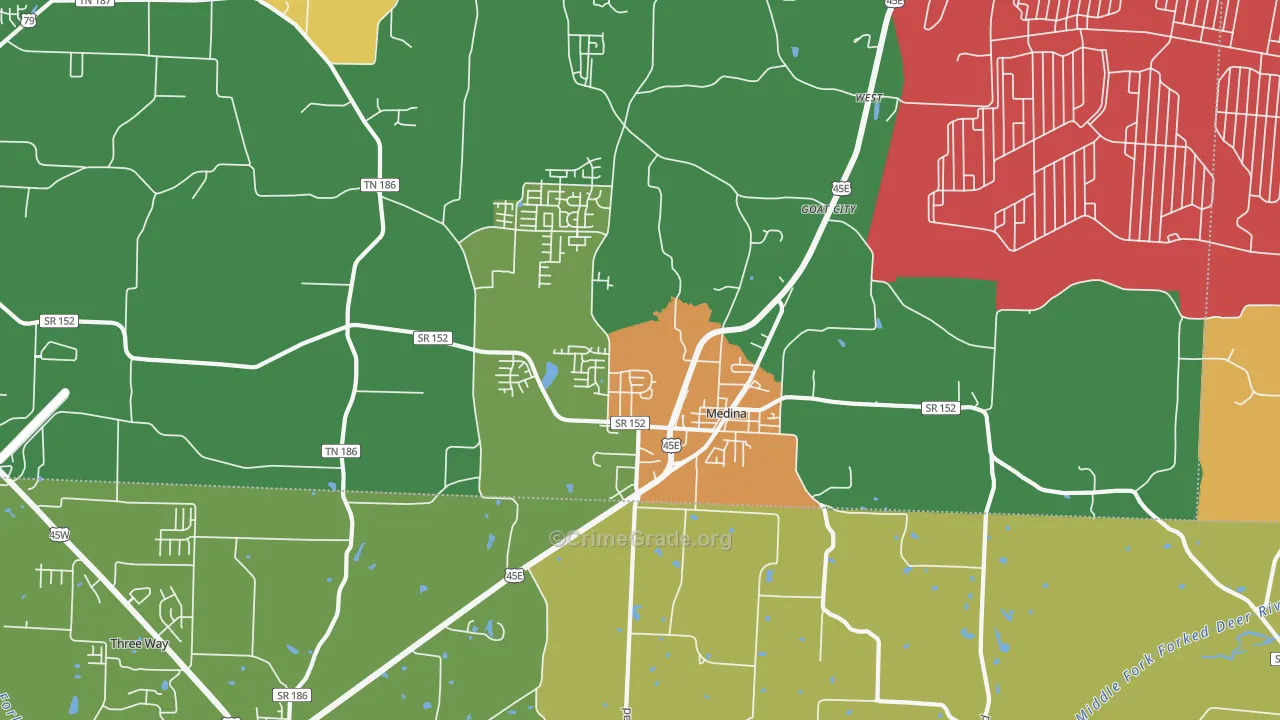 Medina, TN Map of Vandalism Rates