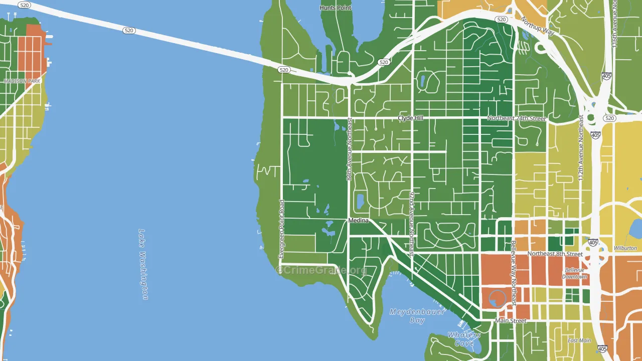 Medina, WA Map of Vandalism Rates