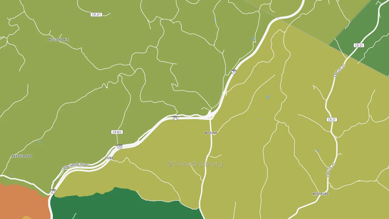 Medina, WV Map of Vandalism Rates