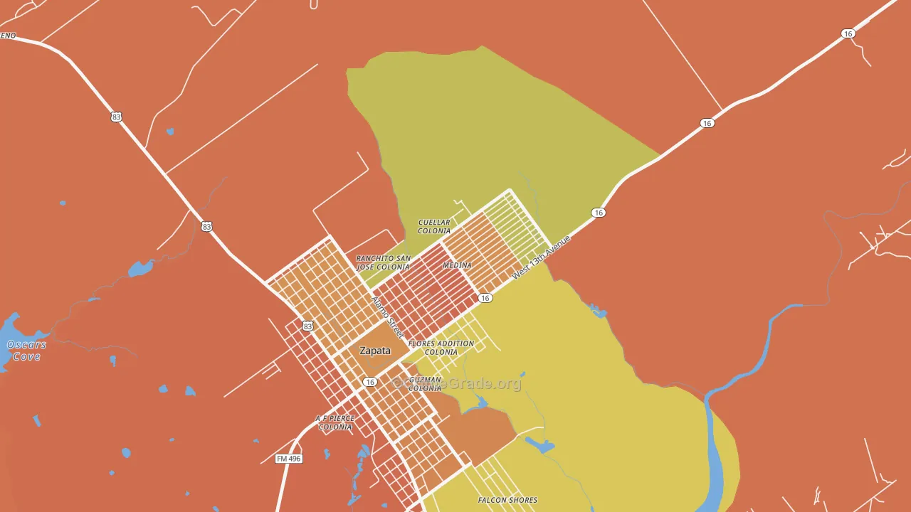 Medina, Zapata, TX Map of Vandalism Rates