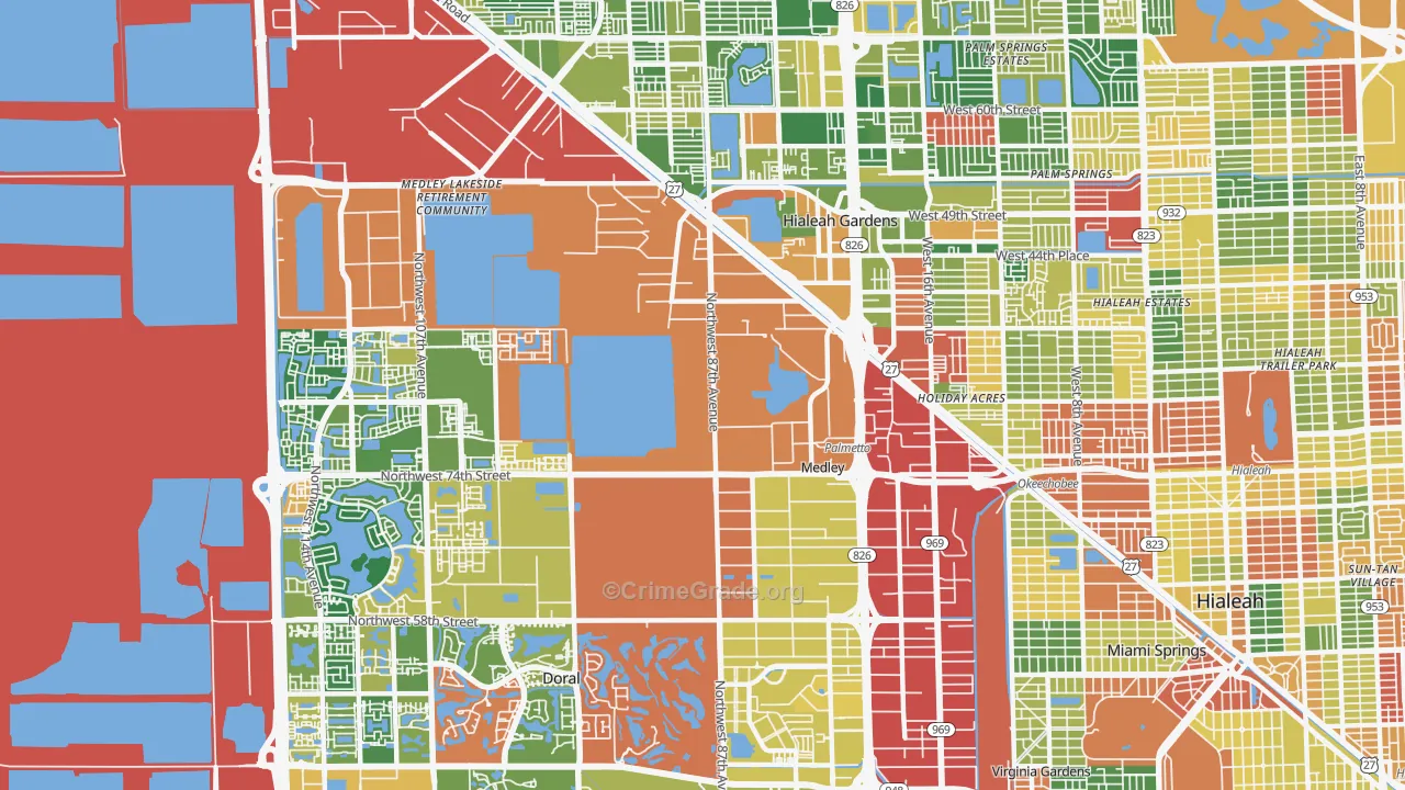 Medley, FL Map of Vandalism Rates