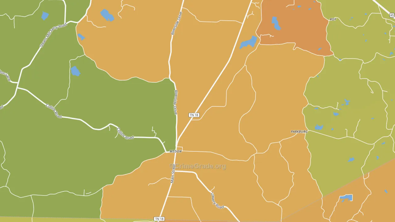 Medon, TN Map of Vandalism Rates