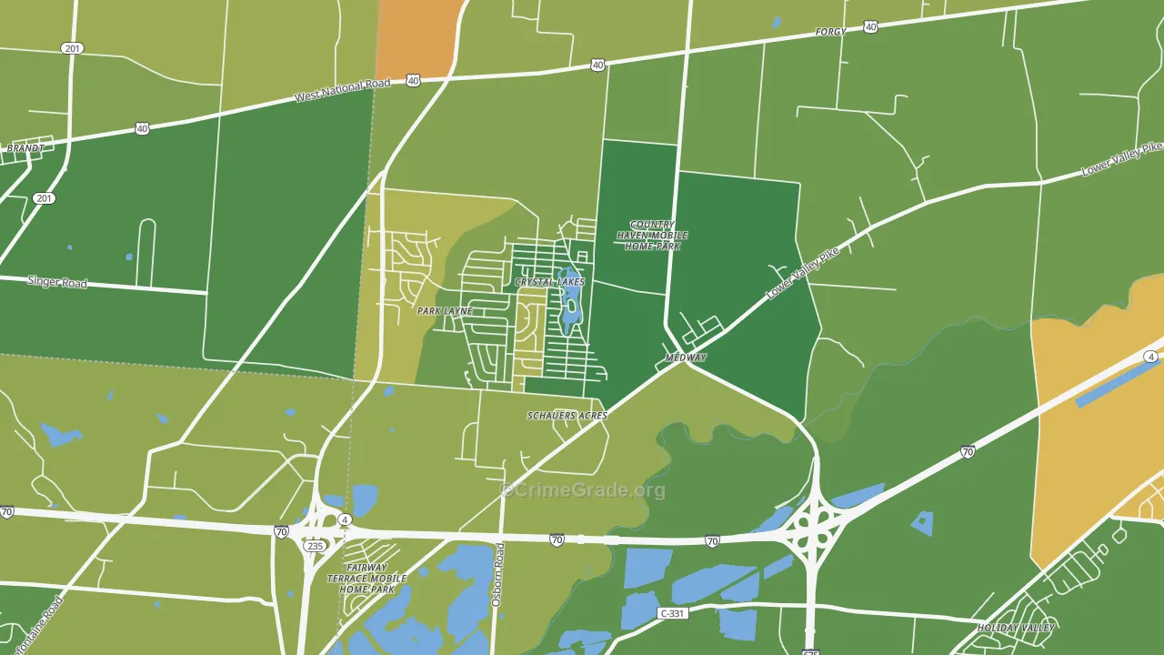 Medway, OH Map of Vandalism Rates