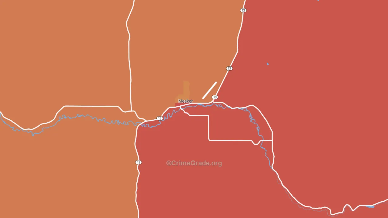 Meeker, CO Map of Vandalism Rates