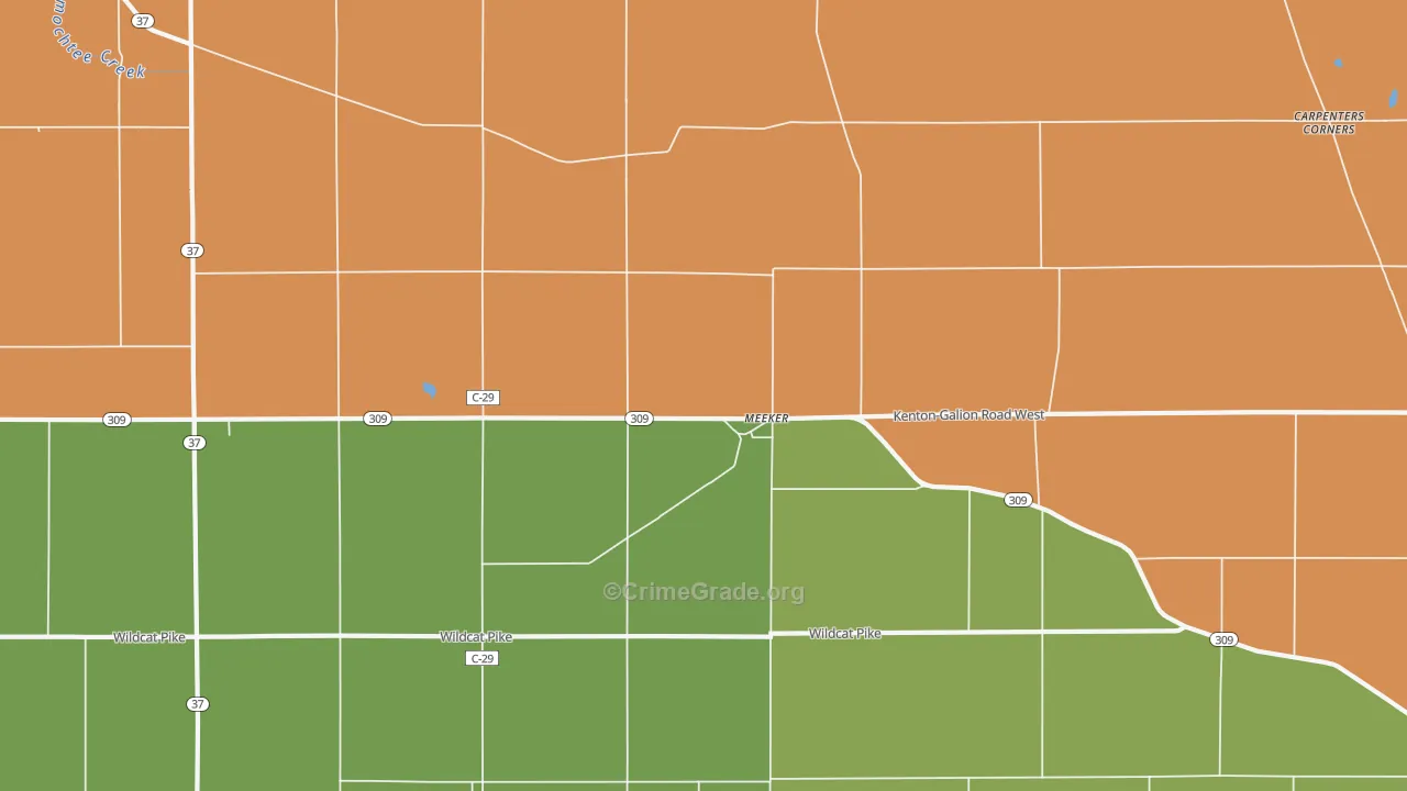 Meeker, OH Map of Vandalism Rates