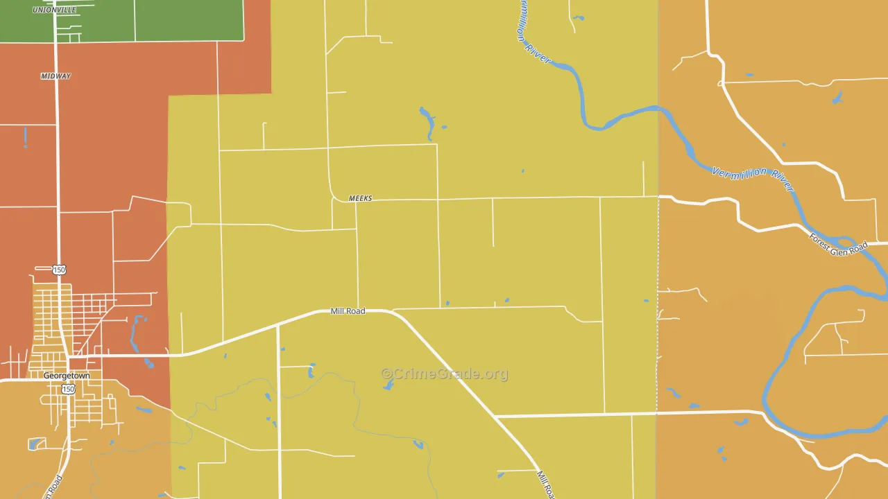 Meeks, IL Map of Vandalism Rates