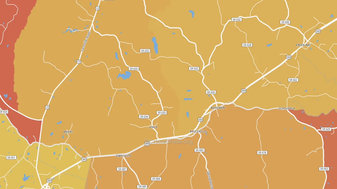 Meherrin, VA Map of Vandalism Rates