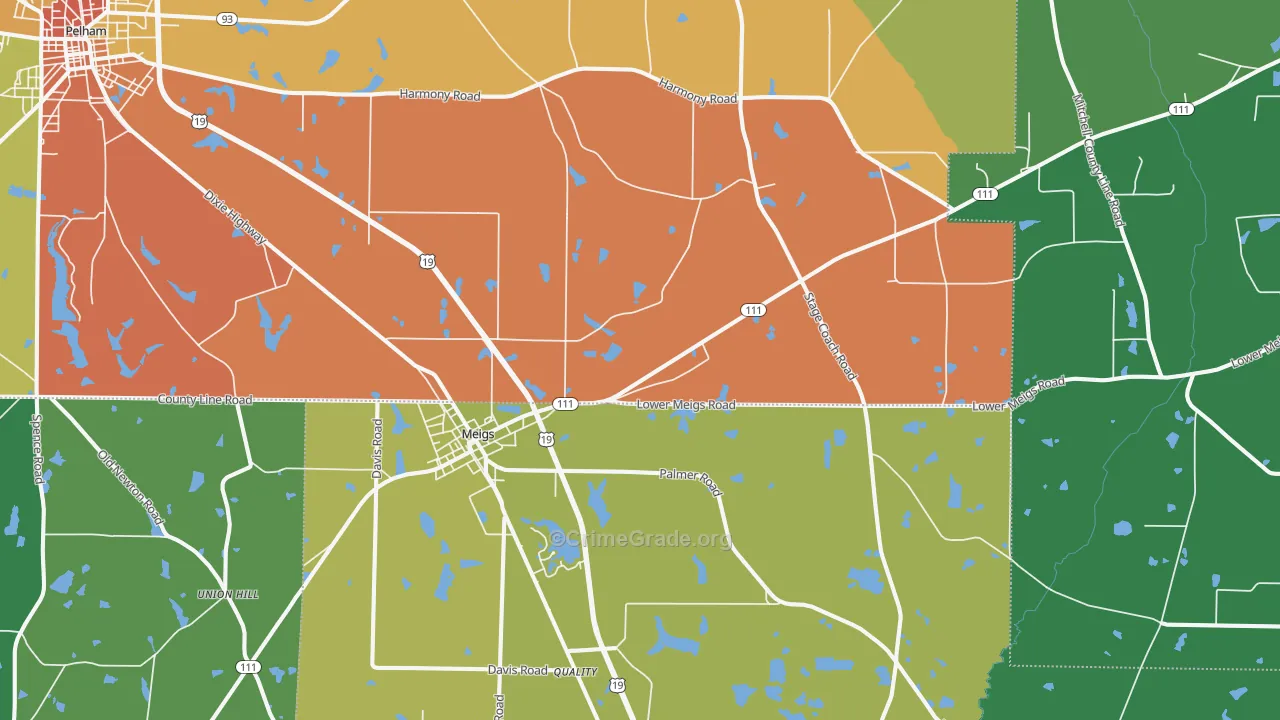 Meigs, GA Map of Vandalism Rates