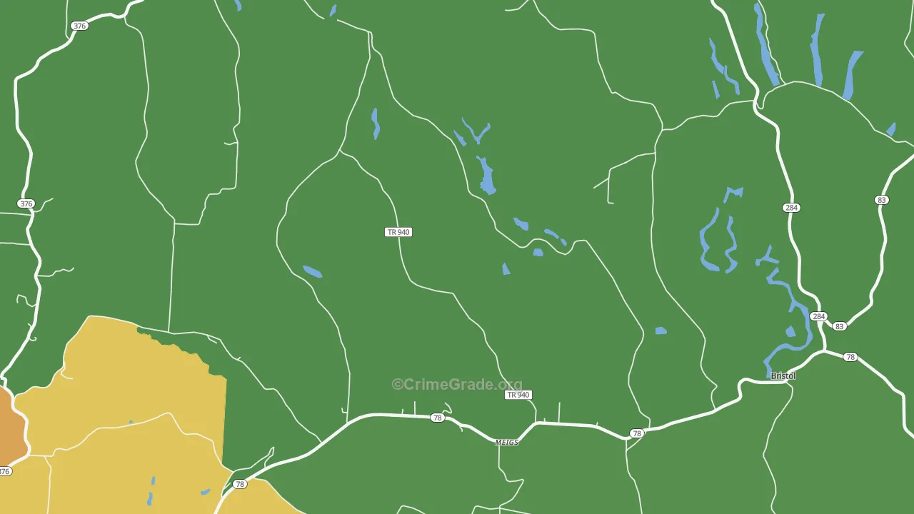 Meigs, OH Map of Vandalism Rates