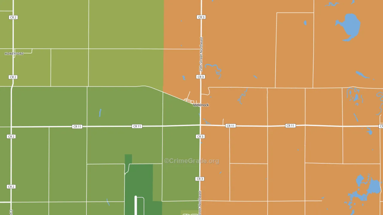 Mekinock, ND Map of Vandalism Rates