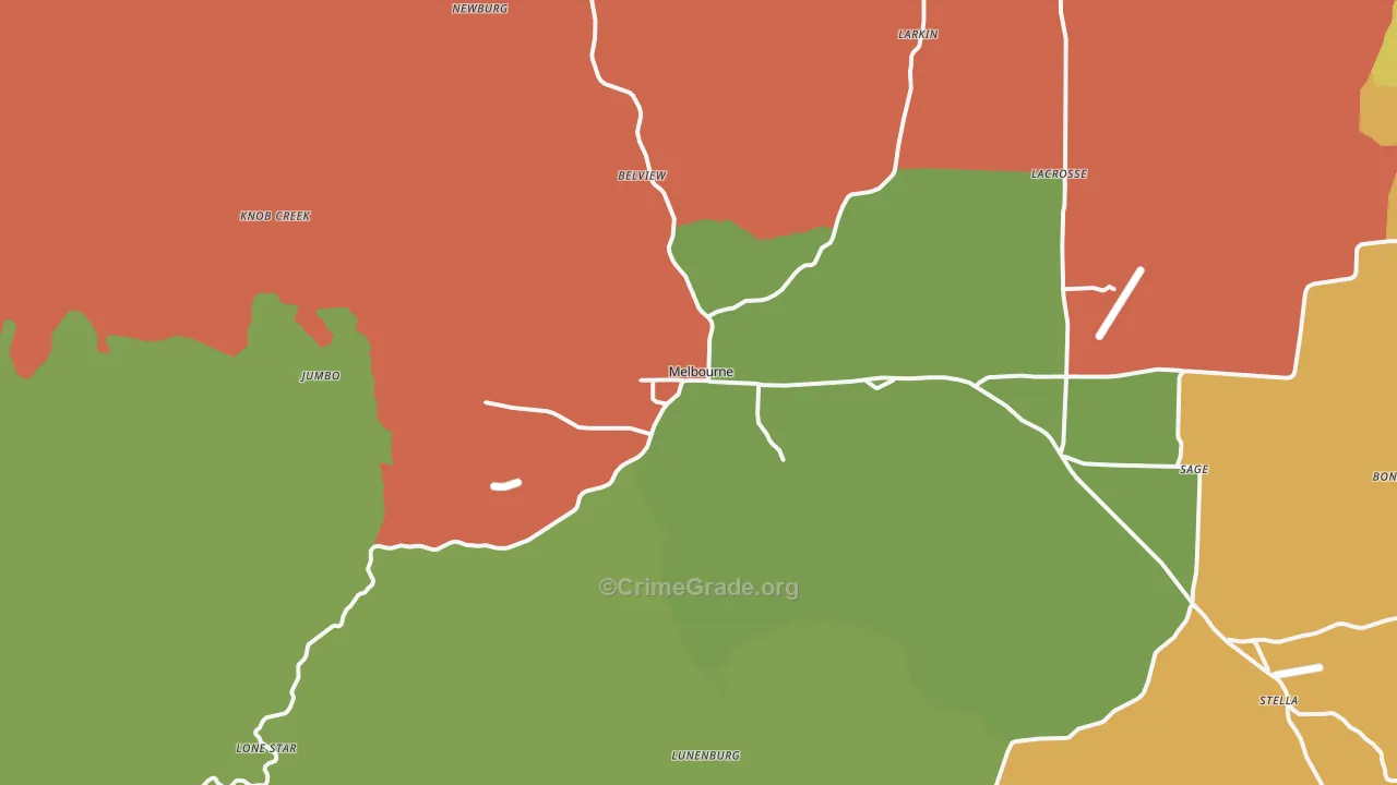Melbourne, AR Map of Vandalism Rates