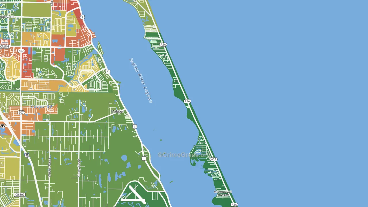 Melbourne Beach, FL Map of Vandalism Rates