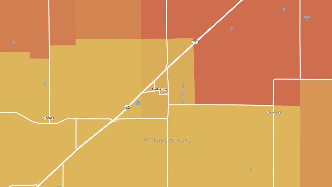 Melbourne, IA Map of Vandalism Rates