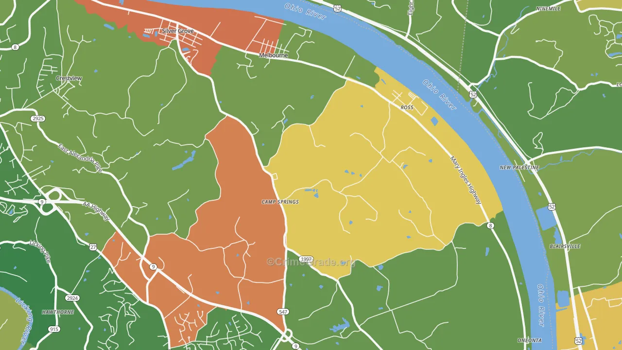 Melbourne, KY Map of Vandalism Rates