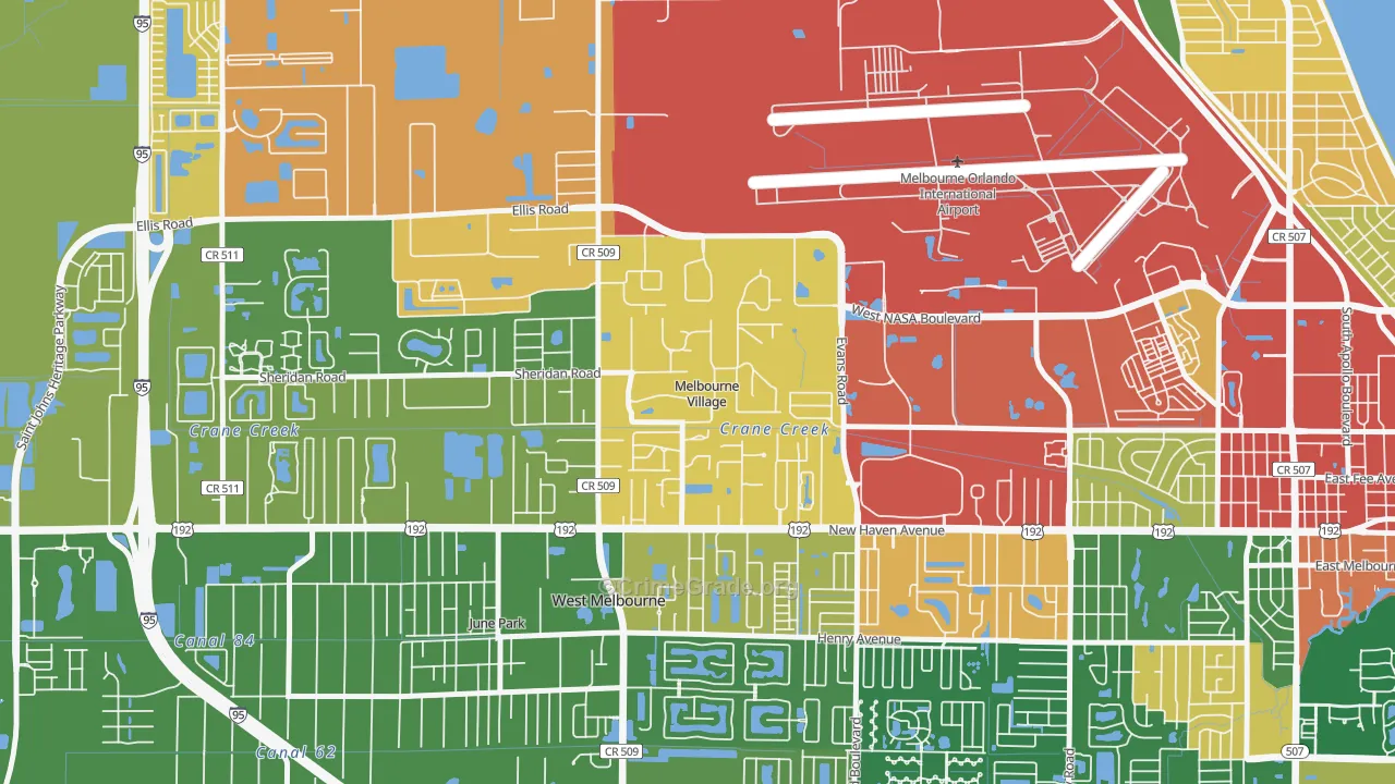 Melbourne Village, FL Map of Vandalism Rates