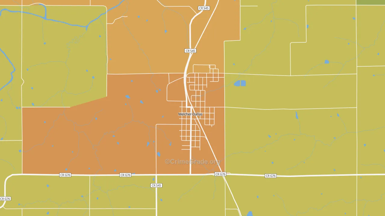 Melcher-Dallas, IA Map of Vandalism Rates