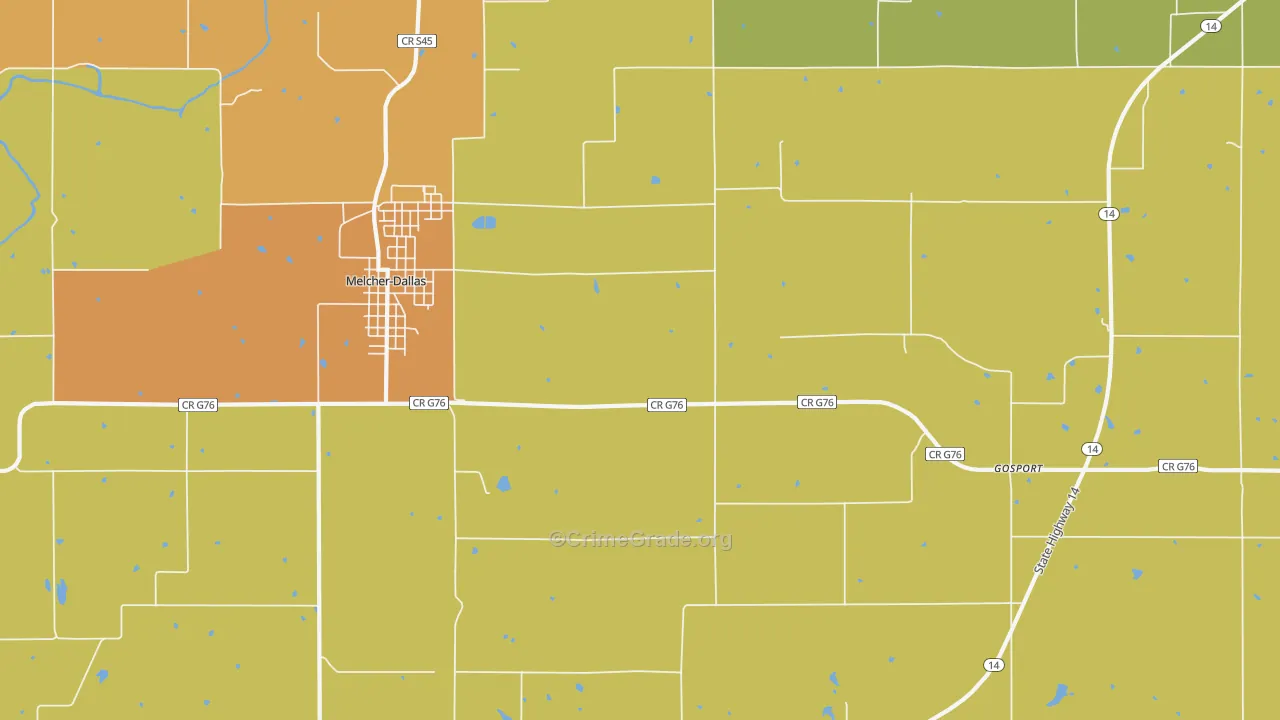 Melcher, IA Map of Vandalism Rates