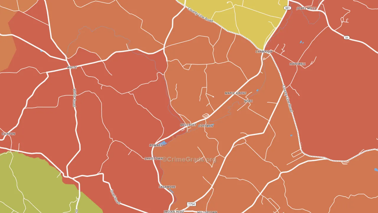 Melcroft, PA Map of Vandalism Rates