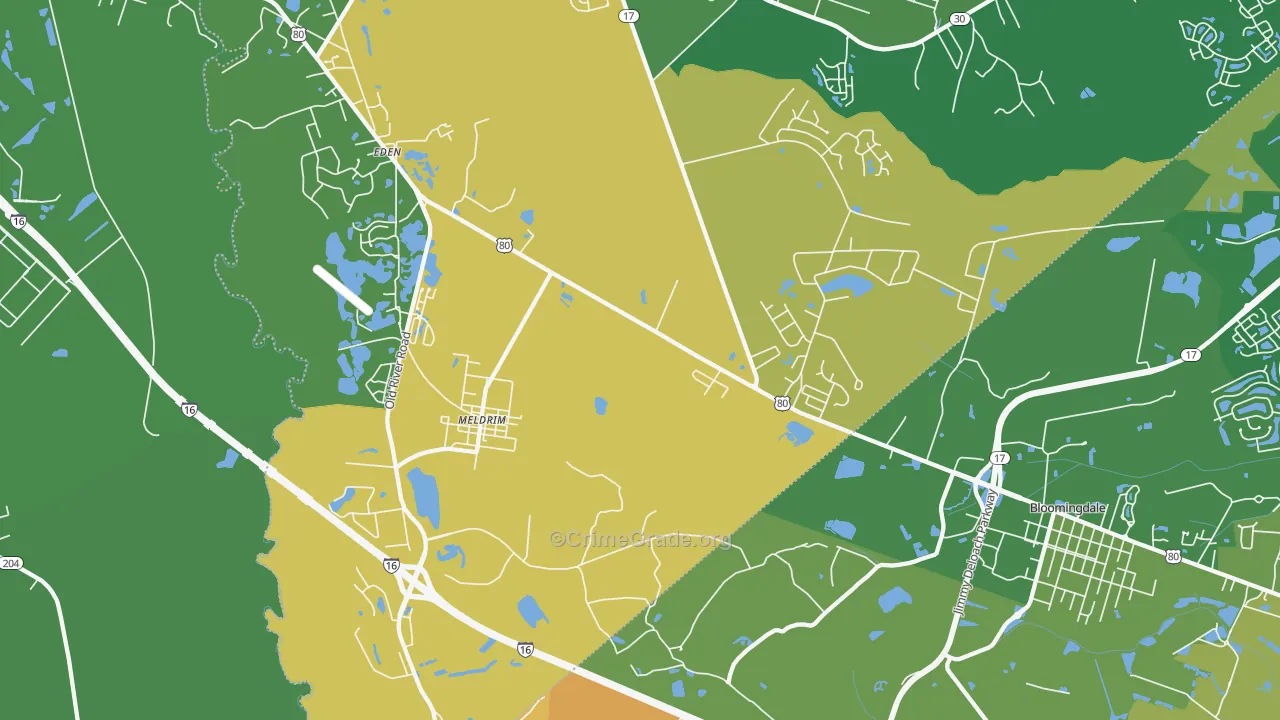 Meldrim, GA Map of Vandalism Rates