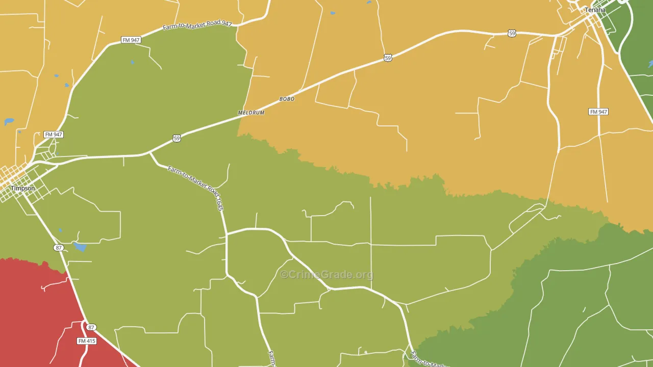 Meldrum, TX Map of Vandalism Rates