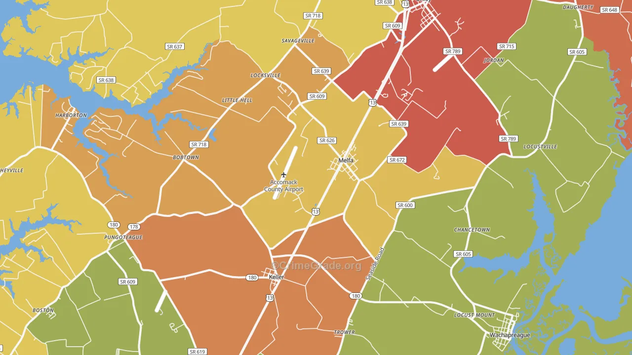 Melfa, VA Map of Vandalism Rates