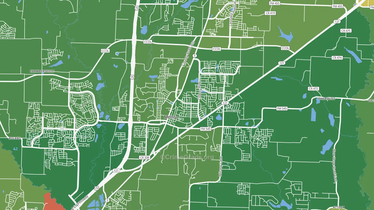 Melissa, TX Map of Vandalism Rates