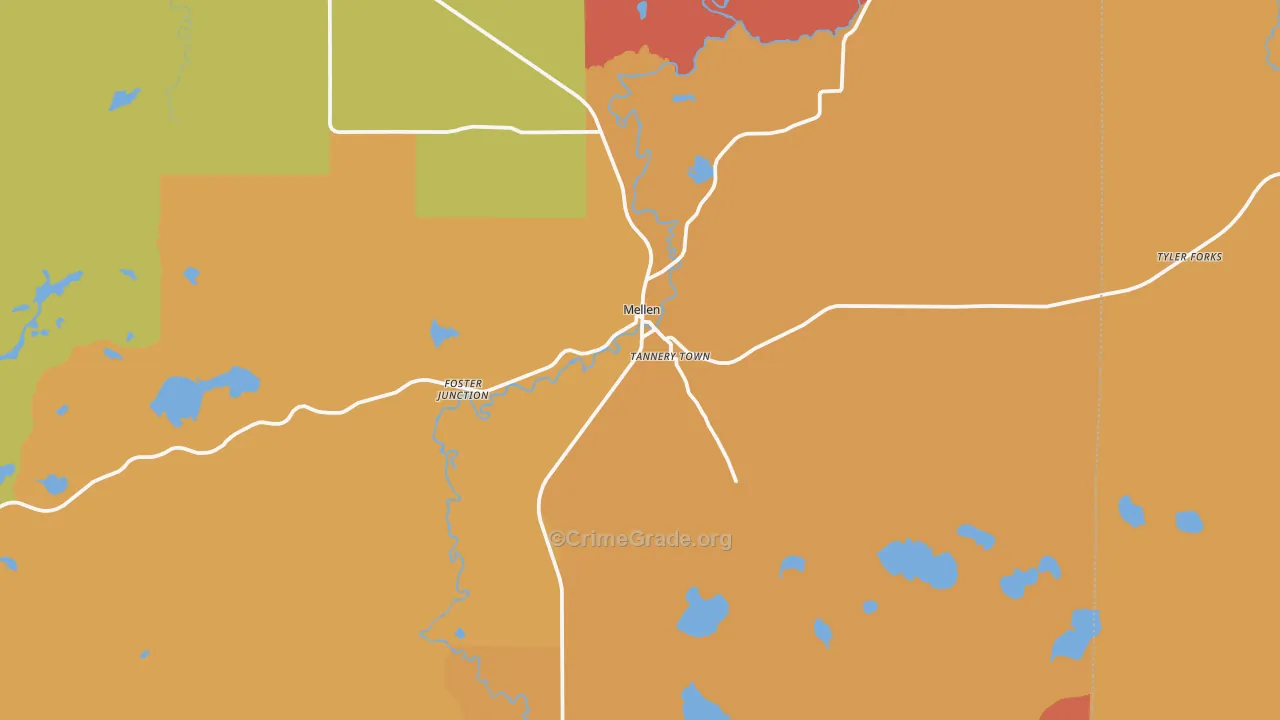 Mellen, WI Map of Vandalism Rates