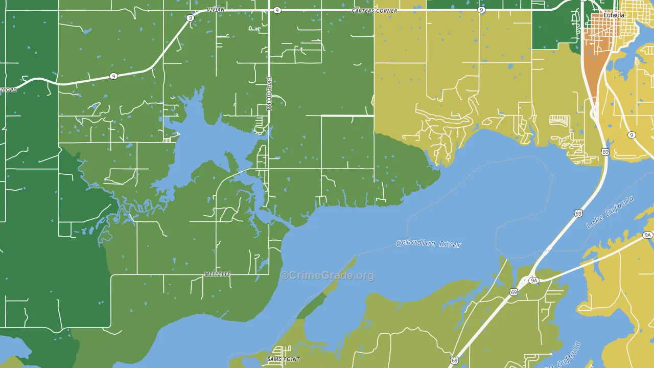 Mellette, OK Map of Vandalism Rates