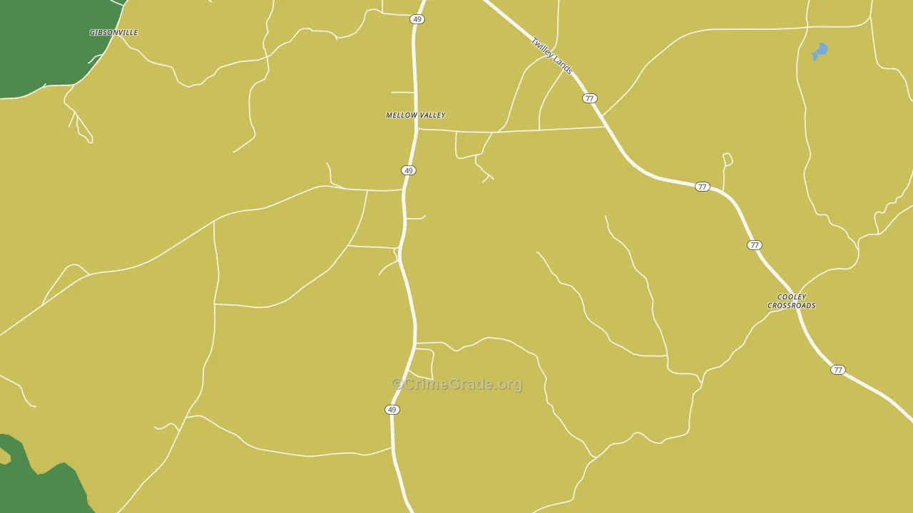 Mellow Valley, AL Map of Vandalism Rates