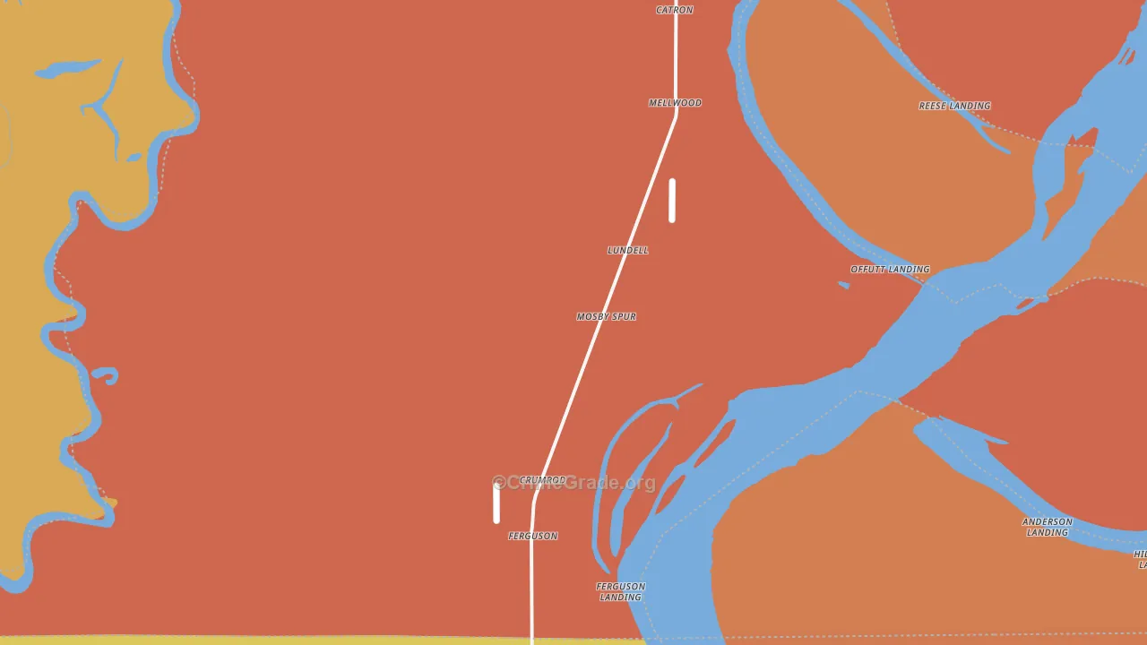 Mellwood, AR Map of Vandalism Rates