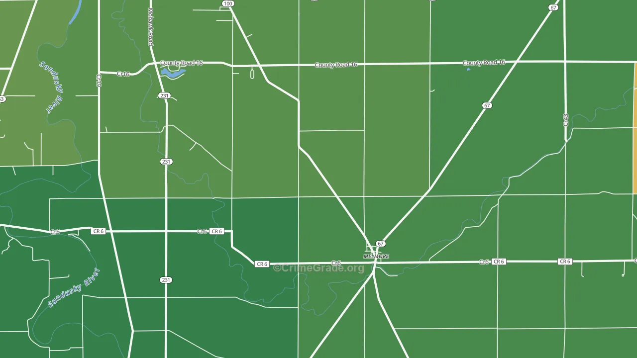 Melmore, OH Map of Vandalism Rates