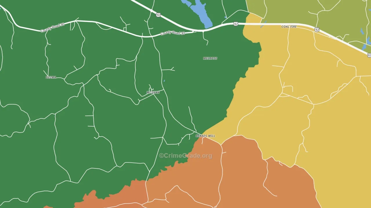 Melrose, AL Map of Vandalism Rates