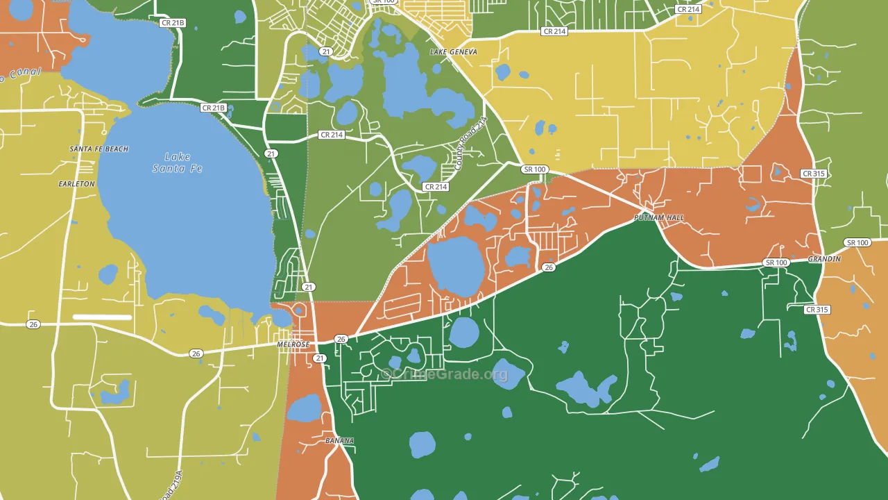 Melrose, FL Map of Vandalism Rates