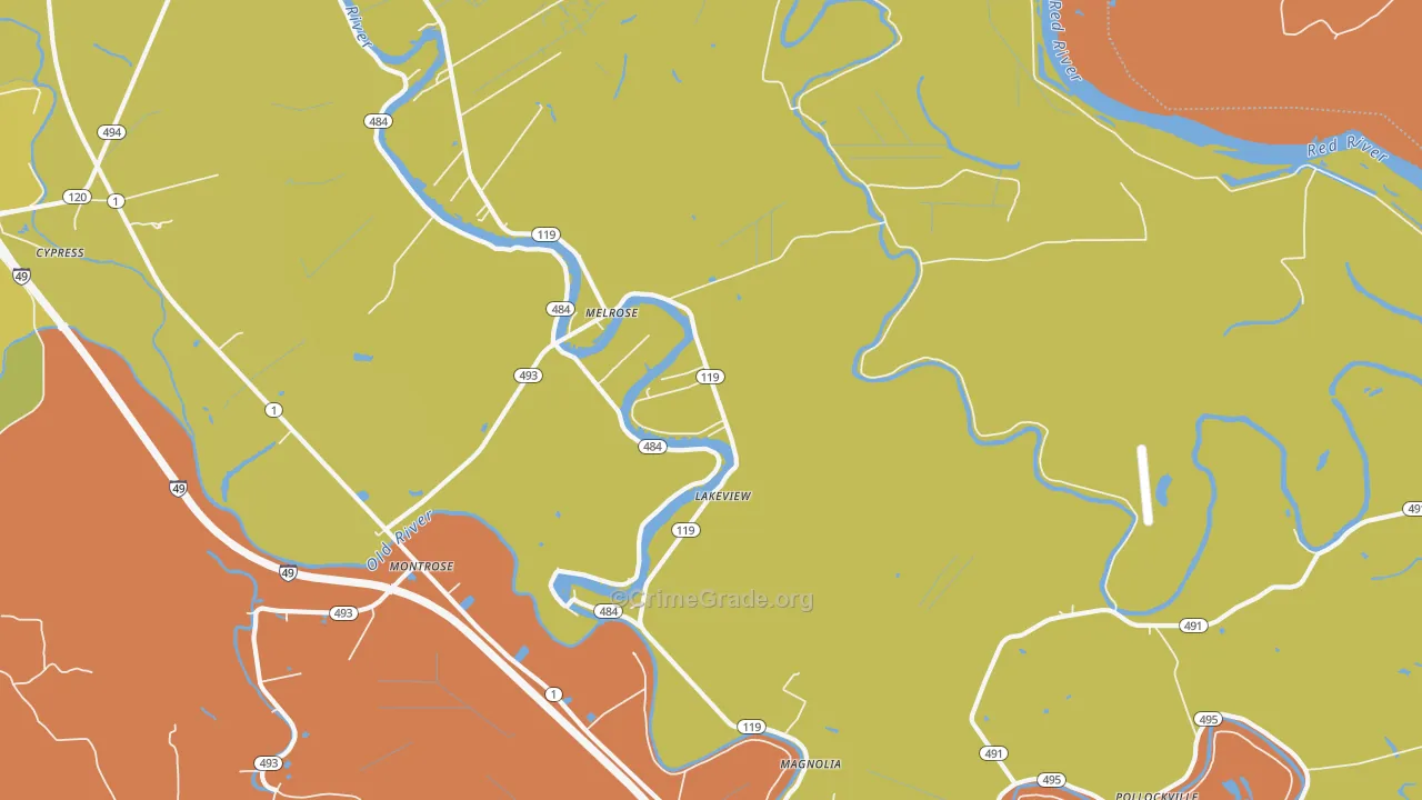 Melrose, LA Map of Vandalism Rates