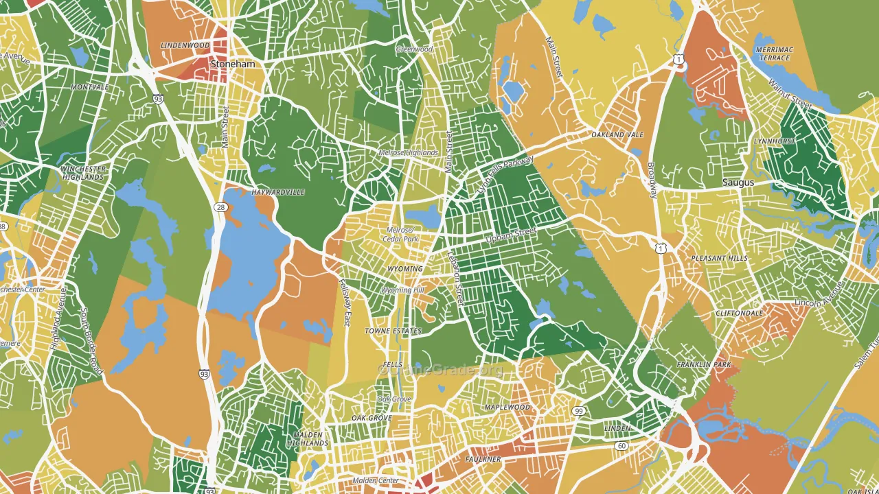Melrose, MA Map of Vandalism Rates