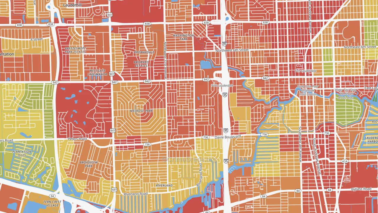 Melrose Manors, Fort Lauderdale, FL Map of Vandalism Rates
