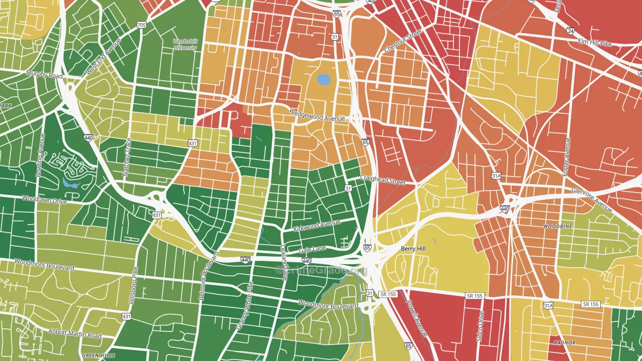 Melrose, Nashville, TN Map of Vandalism Rates
