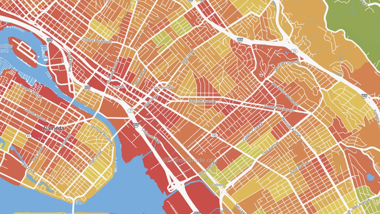 Melrose, Oakland, CA Map of Vandalism Rates