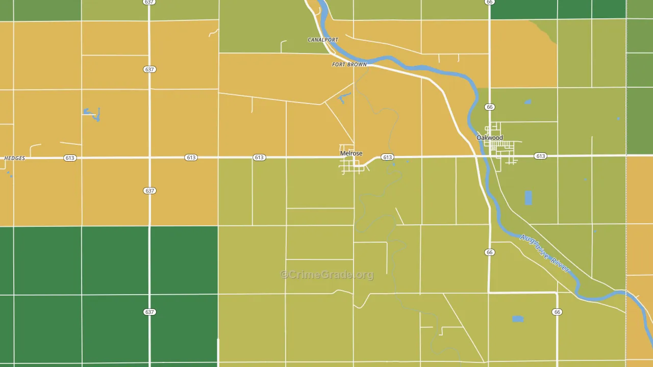 Melrose, OH Map of Vandalism Rates