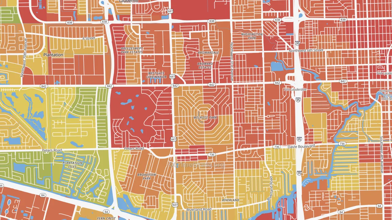 Melrose Park, Fort Lauderdale, FL Map of Vandalism Rates
