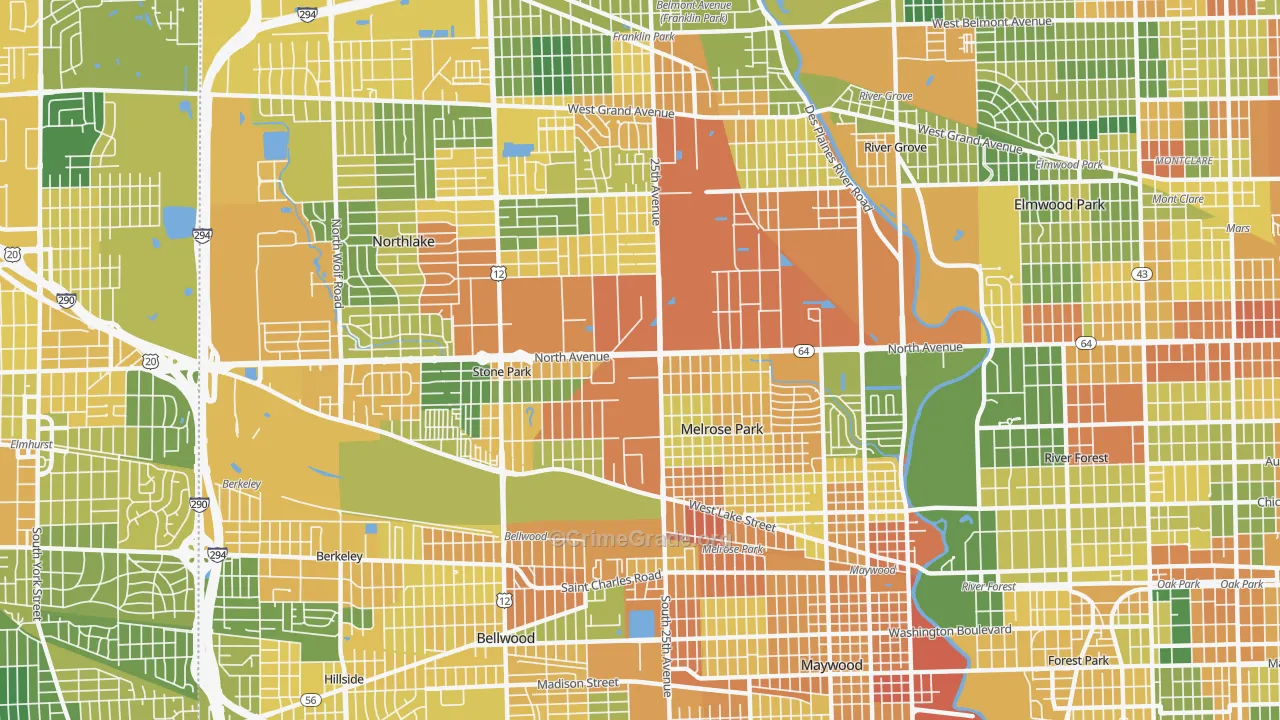 Melrose Park, IL Map of Vandalism Rates
