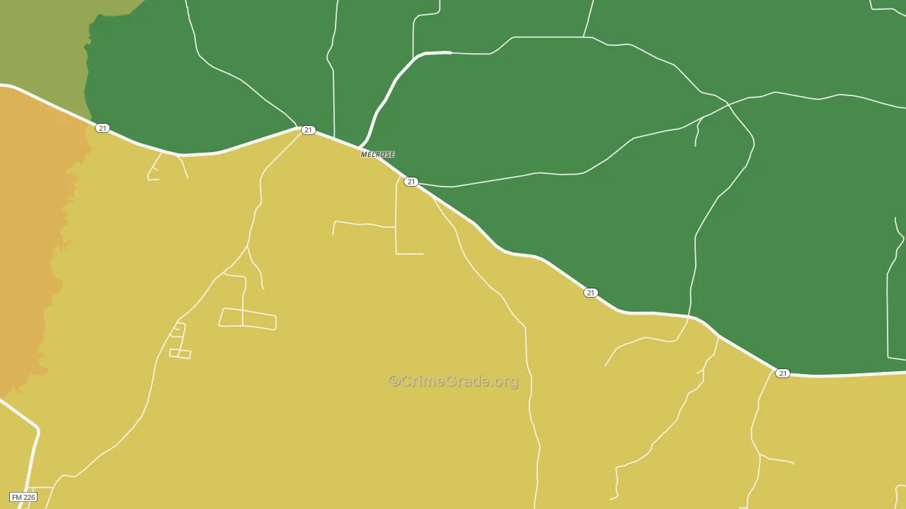 Melrose, TX Map of Vandalism Rates