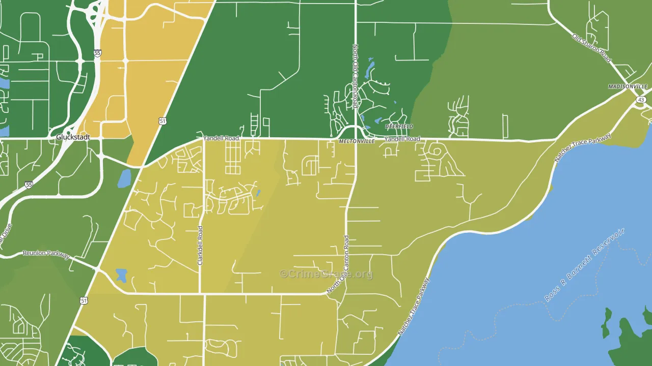 Meltonville, MS Map of Vandalism Rates