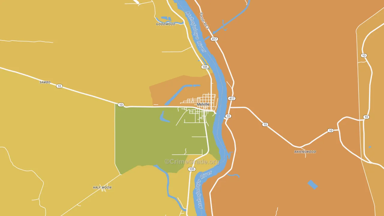 Melville, LA Map of Vandalism Rates