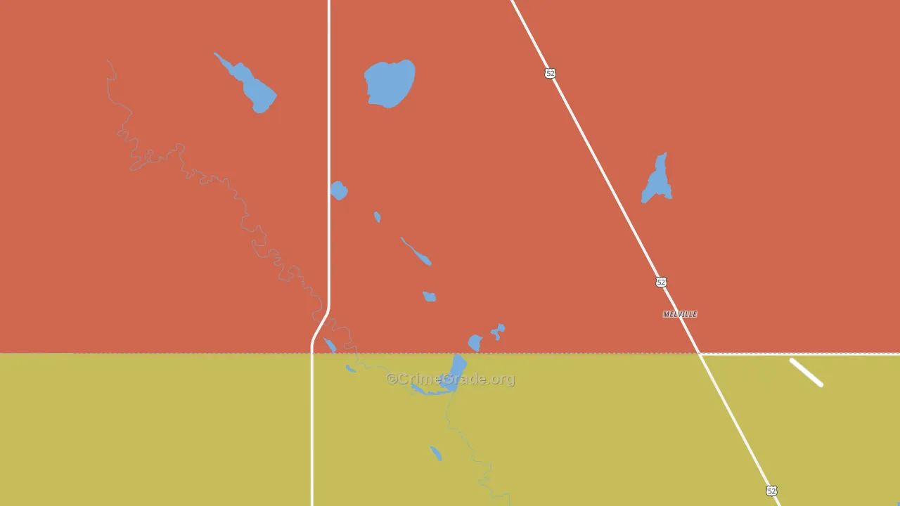 Melville, ND Map of Vandalism Rates